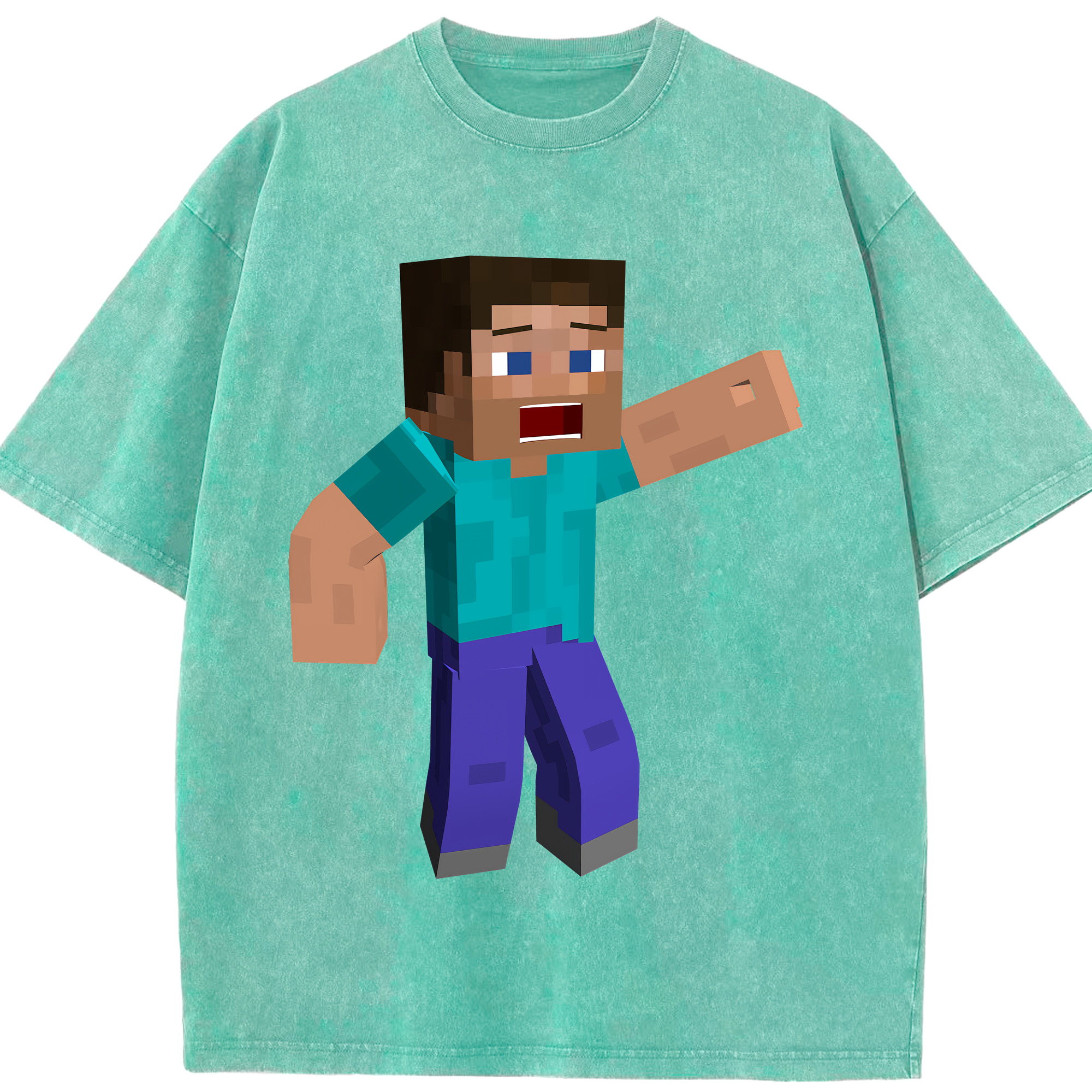 （画像用） マインクラフト ブロックの世界 Minecraft MC Block world 綿100% ヴィンテージ風 半袖Tシャツ（フロントプリント）